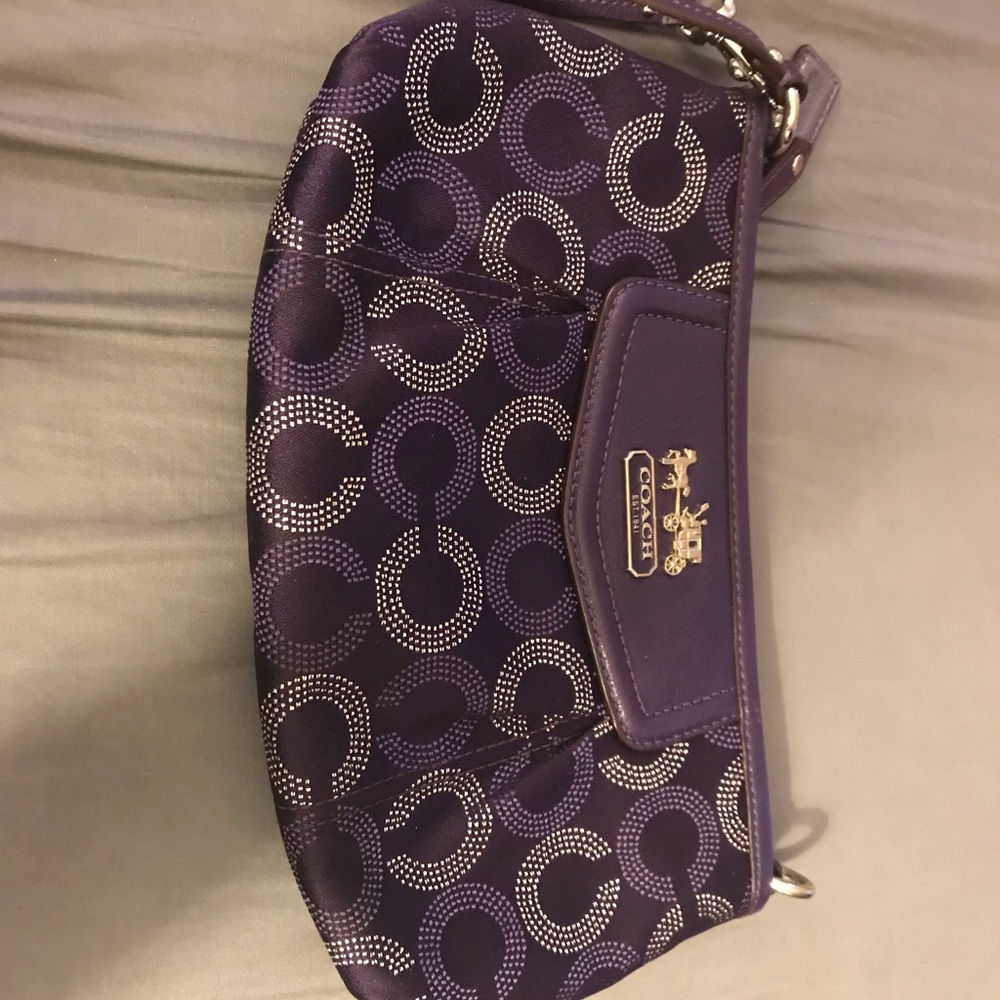 Large Coach Wristlet Purple and Silver C’s